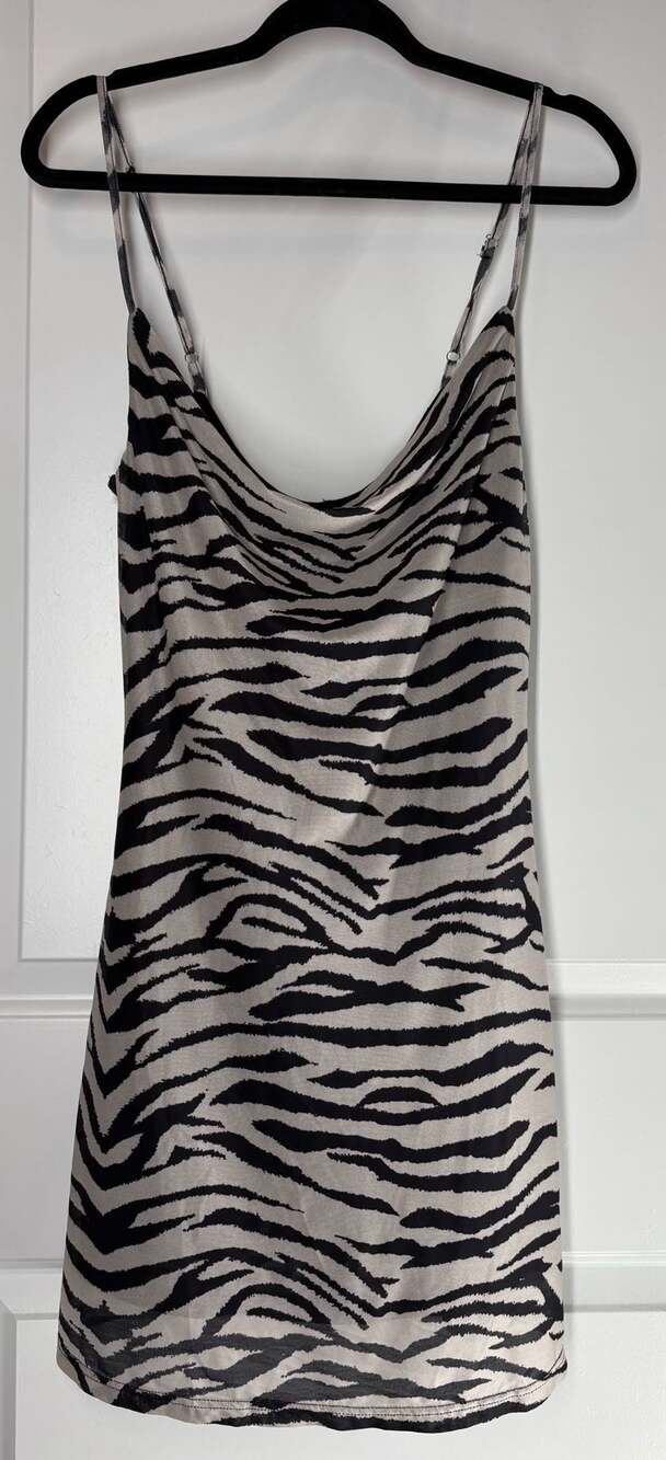 Cider Zebra Print Cowl Neck Mini Dress Size M